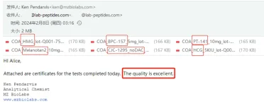 Quality feedback of LQ Lab Peptides from US MZ Lab Feb.7, 2024_副本.webp