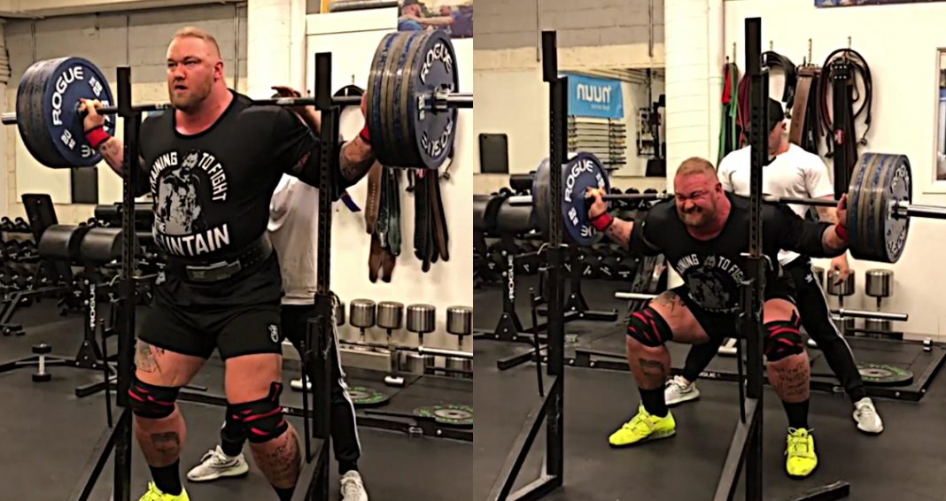 Hafthor Bjornsson Strongest Man Alive With This Near 1000 Pound Squat.