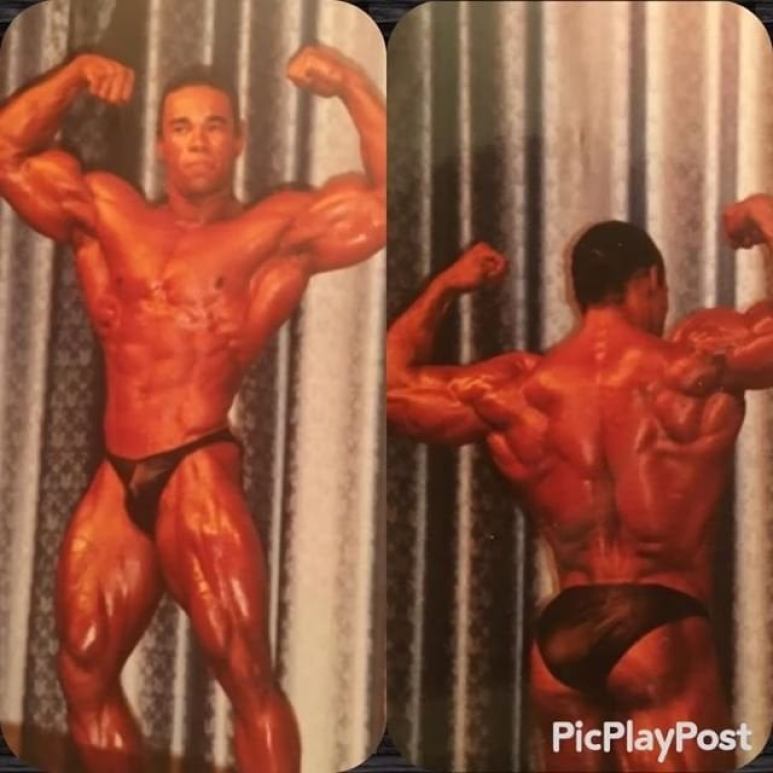 Kevin Levrone on stage at his first contest in 1990 after his first steroid cycle