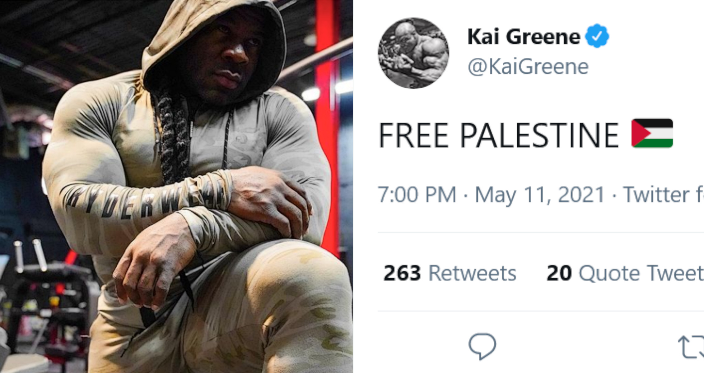 Kai Greene Shows Support for Palestine Amid Recent Conflict