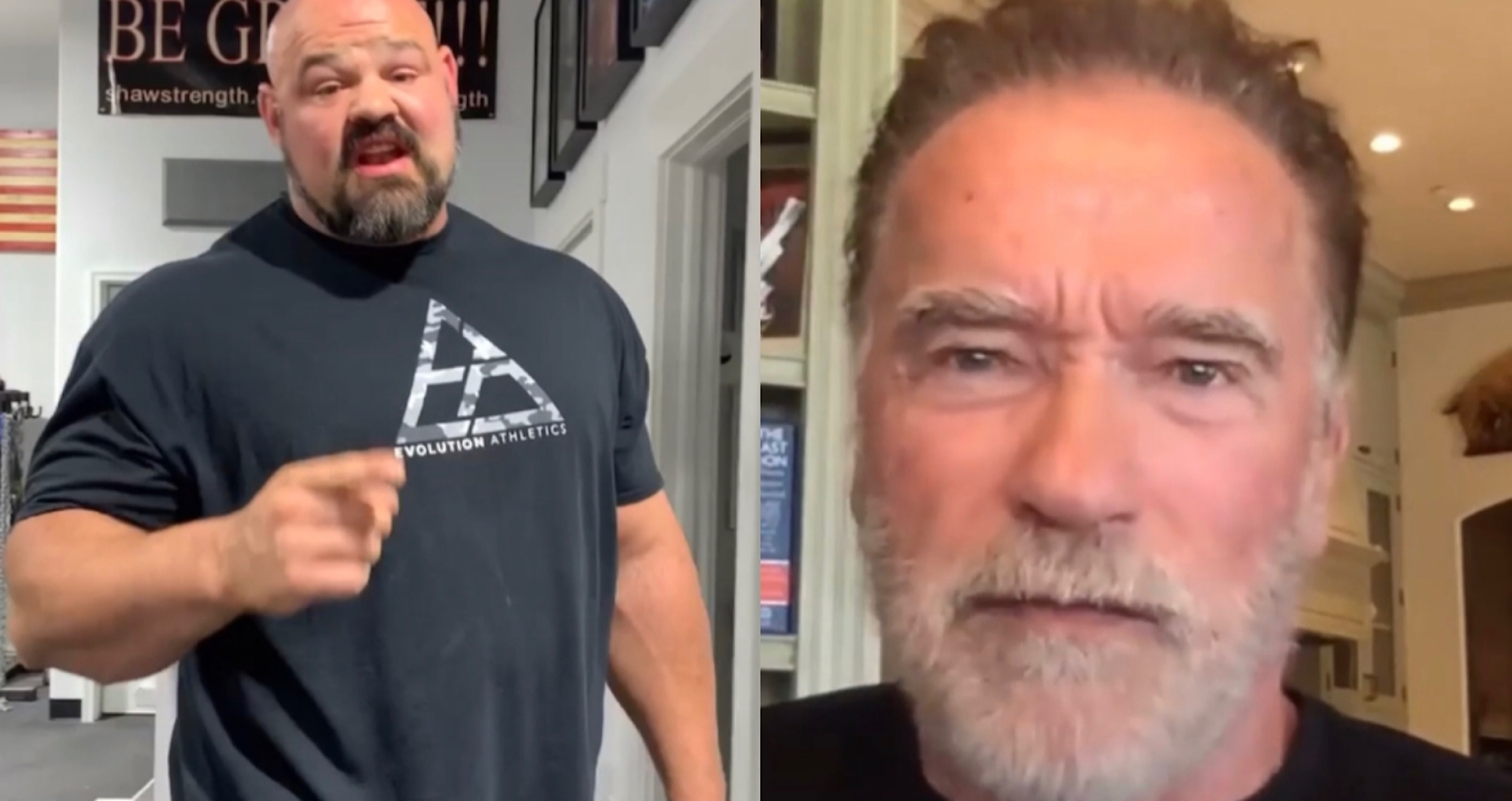 Brian Shaw Takes Down Poster of Arnold Schwarzenegger in His Gym