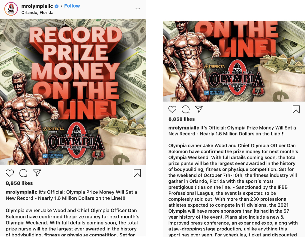 2021 Olympia To Have Record $1.6 Million Prize Money