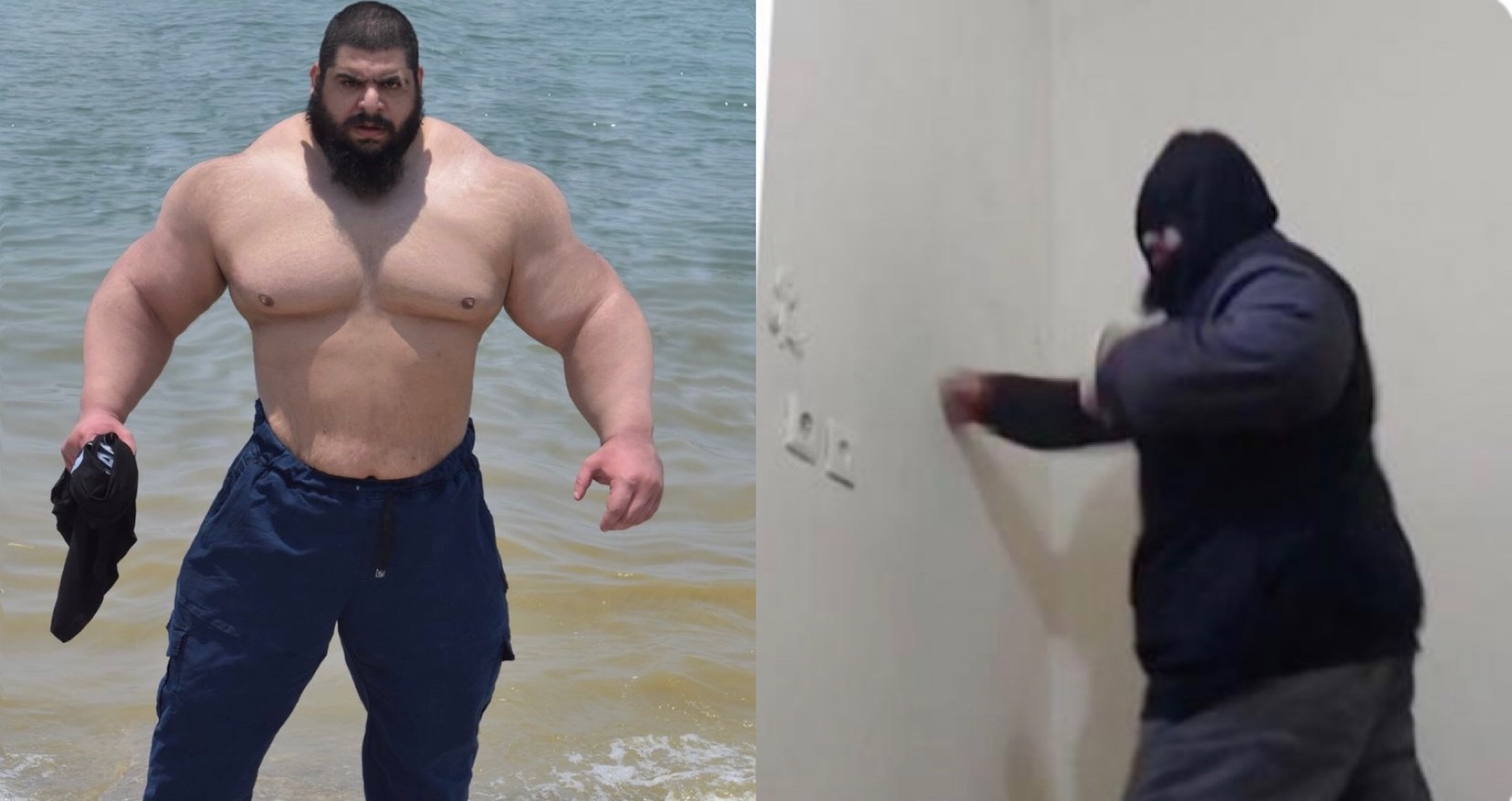 The ‘Iranian Hulk’ Is Preparing For Boxing Match Against Martyn Ford By Punching Walls