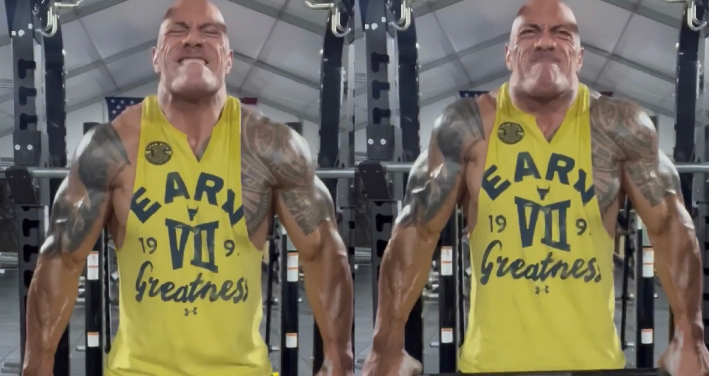 The Rock Builds Up Traps in Late Night Training, Offers Motivational Guidance