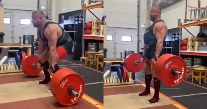 Rauno Heinla Crushes Four Reps Of 925.9-Pound Deadlifts In Training