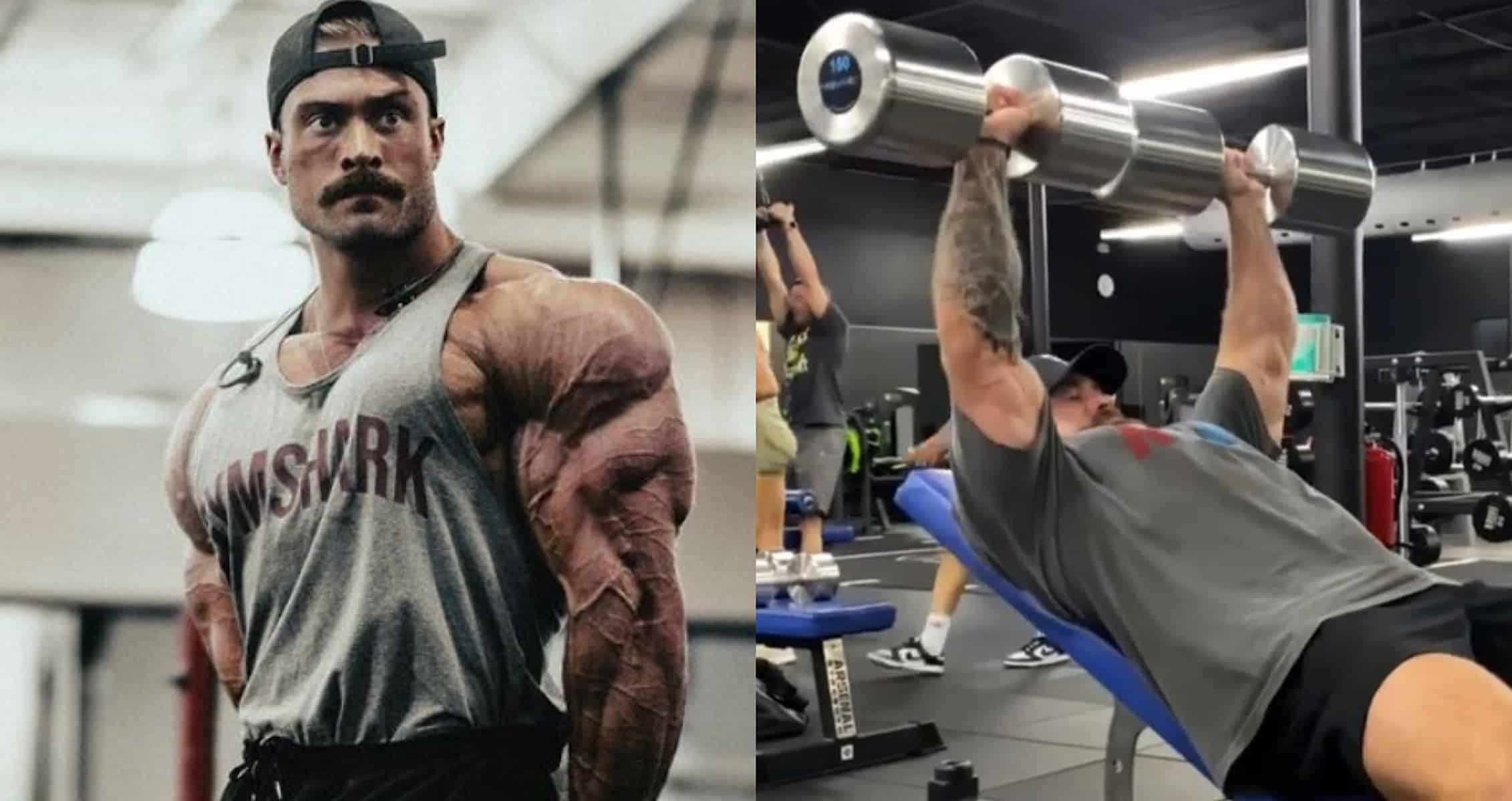 Chris Bumstead Hits 140Lb Dumbbell Shoulder Press PR in Off Season Training