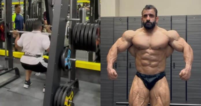 Bodybuilder Hadi Choopan Shows Strength With Massive Smith Machine Squats For 15 Reps