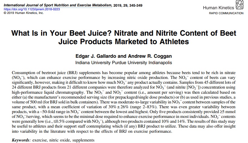 Study:  Most Beet Juice Powders Supply Inadequate Dose