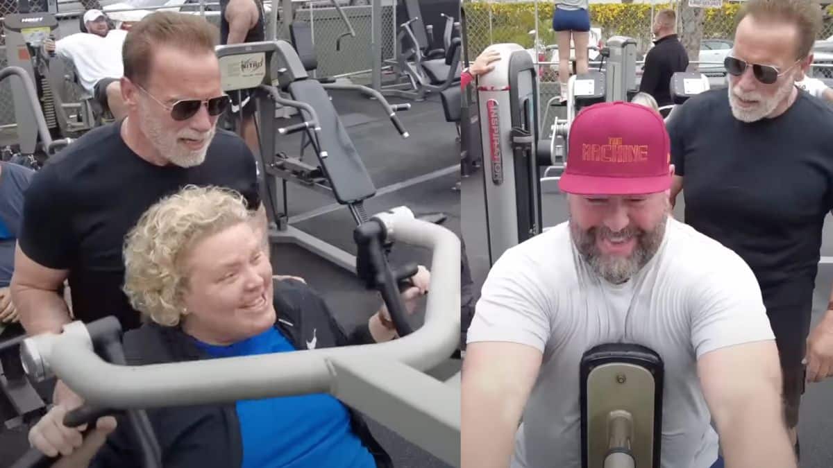 Arnold Schwarzenegger Leads Workout, Discusses Sleep & Alcohol with Comedians Bert Kreischer & Fortune Feimster