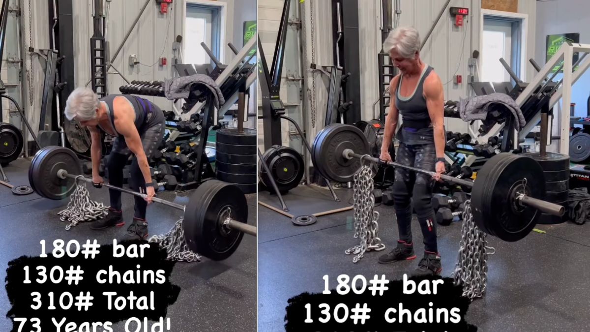 73-YO Powerlifter Mary Duffy Crushes a 310-lb Deadlift With Chains In Training