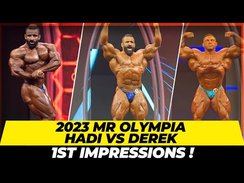 2023 Mr Olympia prejudging 1st impressions , Hadi Choopan vs Derek Lunsford , Both looking NUTS