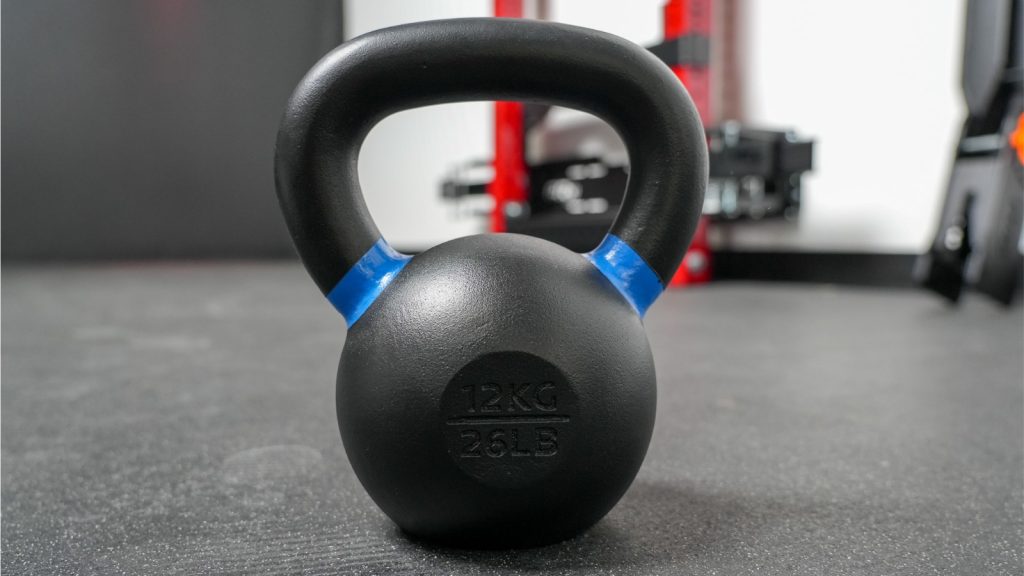 A 26-pound Iron Bull powder coat kettlebell