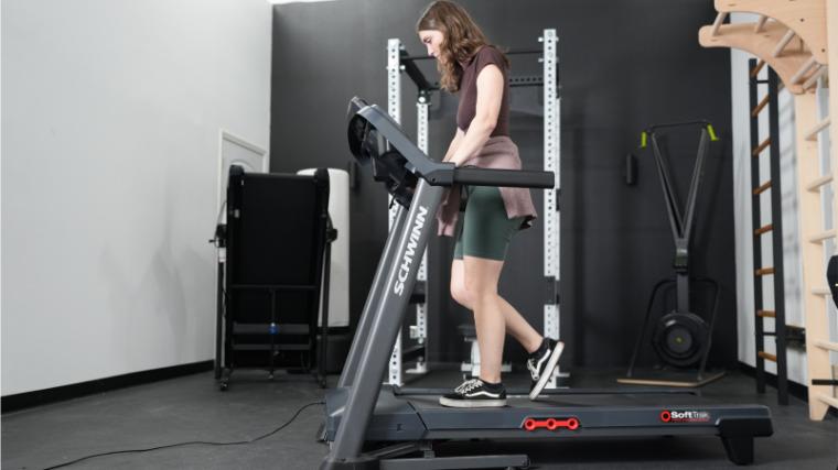 Our tester on the Schwinn 810 Treadmill.