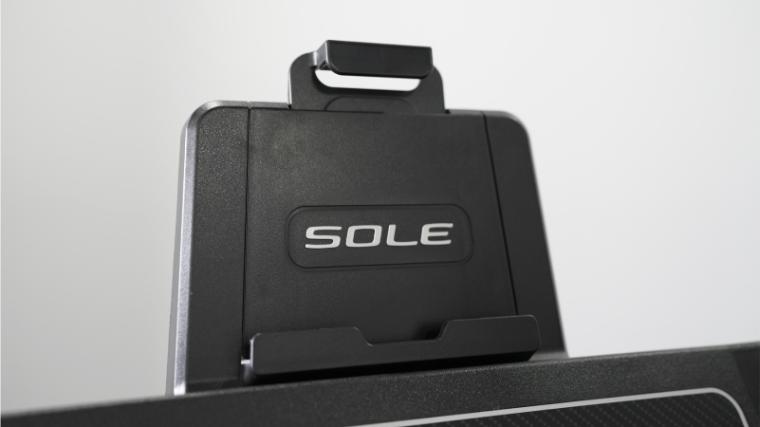 The tablet holder atop the Sole F80 display — identical to the Sole ST90.